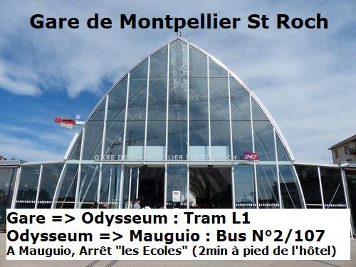 Gare de Montpellier St Roch à 20min en voiture